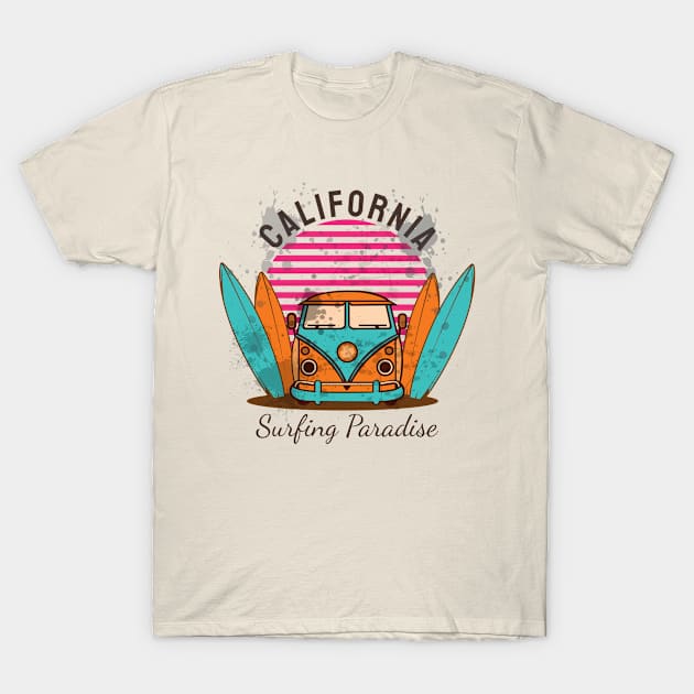 California Surfing Paradise T-Shirt by Don’t Care Co